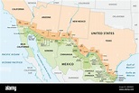 Mapa vectorial de los distritos fronterizos de Estados Unidos y México ...