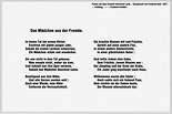 Das Mädchen aus der Fremde – Friedrich Schiller « Gedichte