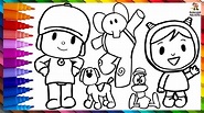 Dibuja y Colorea A Pocoyó Y Sus Amigos 👶👧🐶🐥🐘 Dibujos Para Niños - YouTube