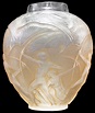 RENE LALIQUE CLEAR AND FROSTED WITH SEPIA PATINA GLASS "ARCHERS" VASE ...