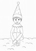 Dibujo de Elfo sentado en el estante para imprimir y colorear gratis