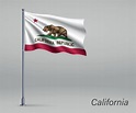ondeando la bandera de california - estado de estados unidos en el asta ...