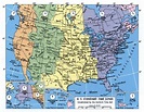 Time Zones USA. Detailed printable time zones United States of America.