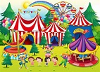 Children having fun at the circus 419450 Vector Art at Vecteezy