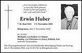 Traueranzeigen von Erwin Huber | Augsburger Allgemeine Zeitung