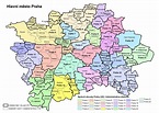 Prague district map - Prague city map districts (Bohemia - Czechia)