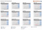 Kalender Deutschland 2012 mit Feiertage