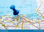 Saint-Malo on map stock image. Image of region, cartography - 122917999