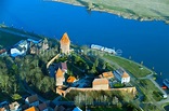 Tangermünde von oben - Burganlage des Schloss in Tangermünde im ...