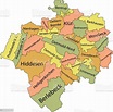 Pastel Tagged Districts Map Of Detmold Germany Stock Illustration ...