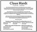Traueranzeigen von Claus Hardt | Frankfurter Allgemeine Lebenswege