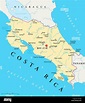 Politische Karte von Costa Rica mit der Hauptstadt San José ...