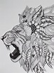 Zentangle León Arte Impresión Animal, Mandala, ilustración, Geométrico ...