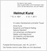 Traueranzeigen von Helmut Kunz | Trauer.HNA.de