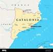 La Catalogna mappa politico con capitale Barcellona, confini e ...