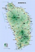 Detailed road and physical map of Dominica island. Dominica island ...