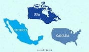 Mapa Plano De Estados Unidos Canadá Y México - Descargar Vector