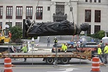 Workers remove historic 20-foot Christopher Columbus statue in Columbus ...