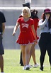 Dianna Agron Dressed as a Cheerleader – Glee Set Photos – Sept. 2015 ...