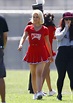 Dianna Agron Dressed as a Cheerleader – Glee Set Photos – Sept. 2015 ...