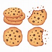 Premium Vector | Chocolate chips cookies vector set illustration ...