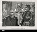 An engraving of US President Benjamin Harrison and his wife Caroline ...