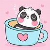 lindo oso panda en taza bebiendo café té dibujos animados osito dulce ...