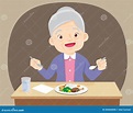 Elderly Woman Happy Rating Food Stock Vector - Illustration of dish ...