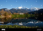 Passy Lake and the Mont Blanc massif, French Alps, Haute-Savoie, France ...