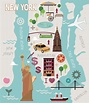 Mapa de dibujos animados de la ciudad de nueva york | Vector Premium
