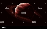 Un planeta gaseoso gigante roja con grandes anillos y un pequeño ...