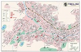 Large detailed map of Tbilisi city central part with street names ...