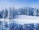 Cracked blue ice | Winter scenes, Winter forest, Frozen lake
