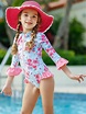 Girls Ready For the Sun Rash Guard One Piece Swimsuit - Blue / 2T/3T in ...