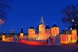 Quebec City, Canada, Ice Palace at night on Winter Carnival