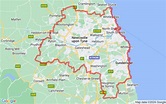 Tyne And Wear Map - County In North East England