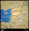 Syria map and bordering countries with capital Damascus marked. With ...
