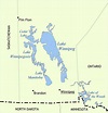 O lago Winnipeg mapa - Mapa do lago Winnipeg (Manitoba - Canadá)