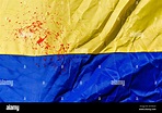 blood stains on the flag of Ukraine state symbol background Stock Photo ...