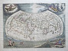 Hand Painted Map of the World, Cellarius Ptolemaic System, circa 1660 ...
