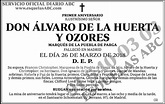 Álvaro de la Huerta y Ozores - Esquelas ABC