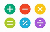 Conjunto de iconos de signo más, menos, multiplicar, igual y dividir ...