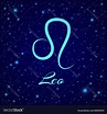 Leo zodiac sign on a night sky Royalty Free Vector Image