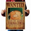 One Piece Merch - Dead or Alive Roronoa Zoro Wanted Bounty Poster ...