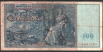 German Reichsbanknote 100 Mark 1910 Series: C6667393 " G