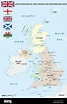 Mapa vectorial de los países del Reino Unido con banderas Imagen Vector ...