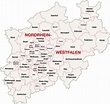 Deutschlandkarte Nordrhein-Westfalen mit Landkreisen