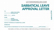 Sabbatical Leave Approval Letter - Sample Letter for Approval of ...
