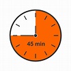 Clock icon with 45 minutes time interval. Countdown timer or stopwatch ...