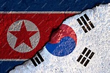 Bandera de corea del norte y bandera de corea del sur | Foto Premium